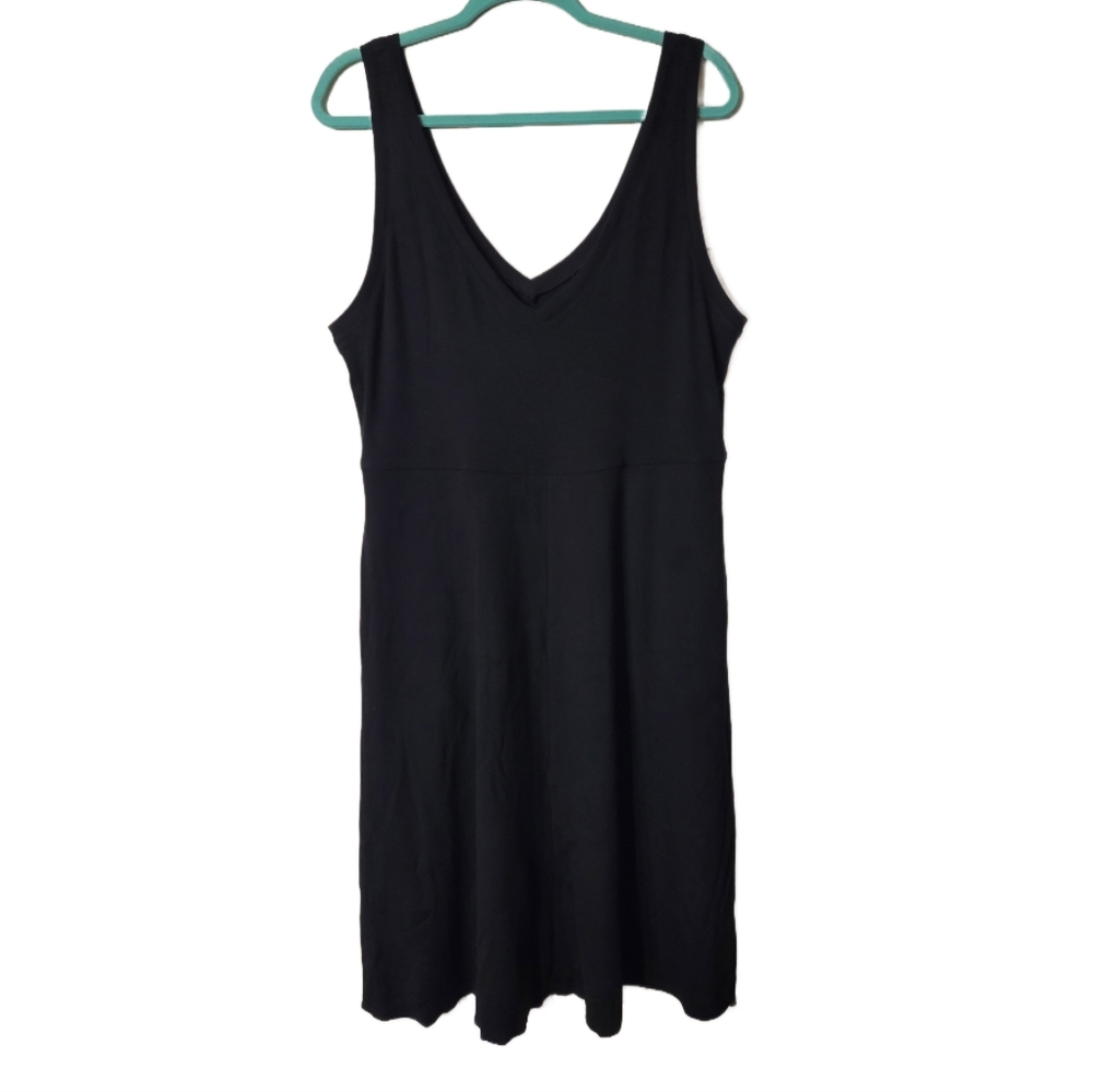 A New Day Wide Strap VNeck Cotton Blend Ribbed Dress XXL Bl
